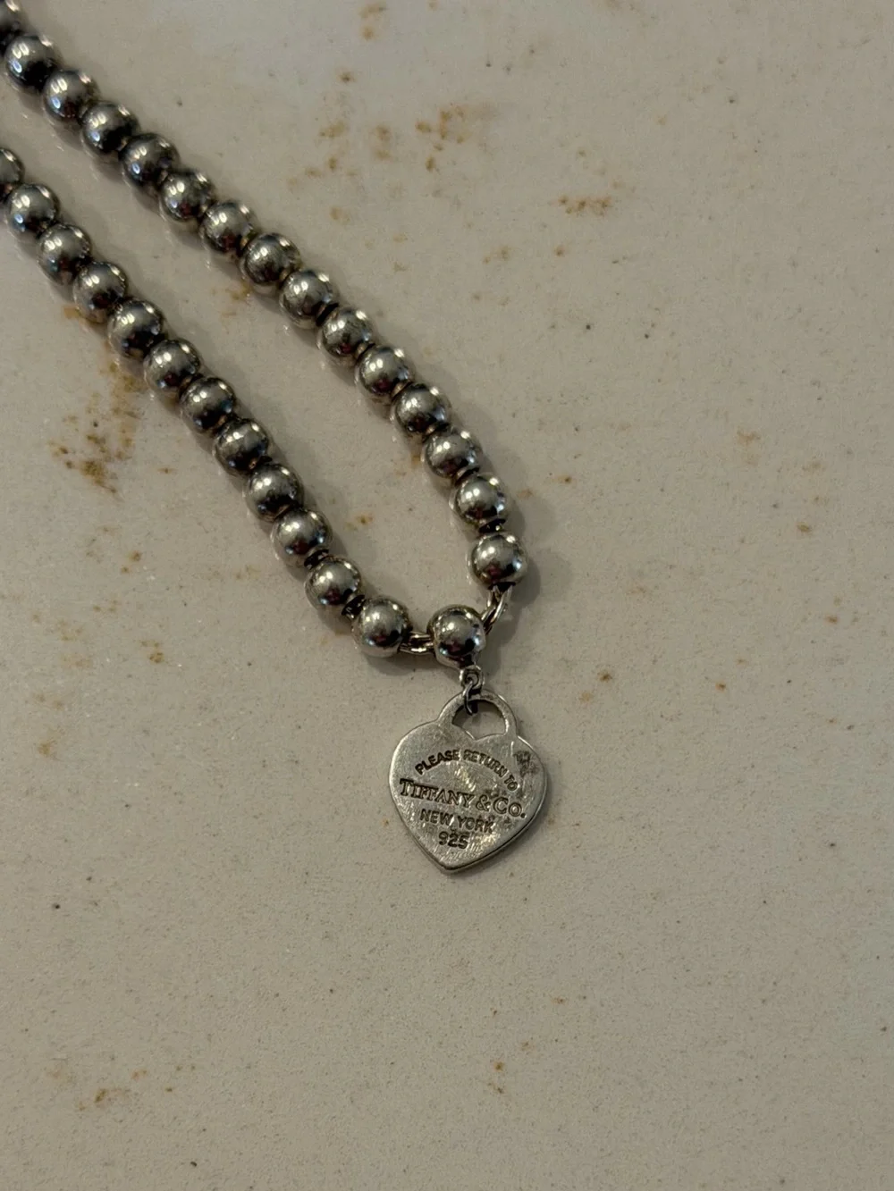 Tiffany & Co. Silver Bead Bracelet with Turquoise Heart Charm